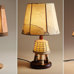 **Lamps Inspired by Grandmother's Tales:** A collection of uniquely shaped lamps made from natural materials like wood and rice paper, each evoking a character or place from the grandmother's stories, creating a warm, nostalgic atmosphere.